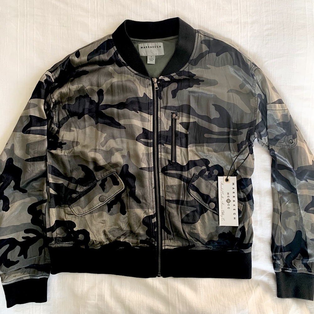 Marrakech Satin Camo Bomber from Evereve